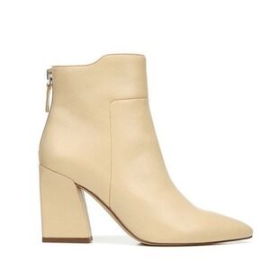 FRANCO SARTO Venture‎ Leather Bootie Boot, Beige/White, Block Heel, Size 9, NWT
